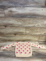 Cat & Jack Heart Print Knit Sweater Beige sz 4T