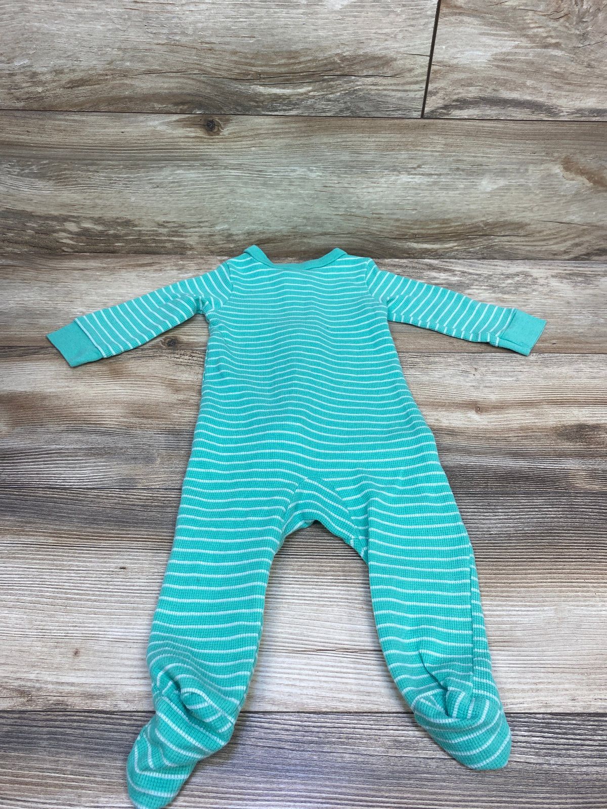 Just One You Waffle Knit Striped Sleeper Green sz 9m