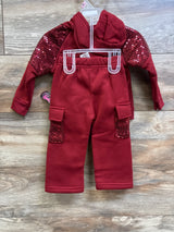 NEW Angel Face 2pc Sequin Zip Hoodie & Pants Set Red sz 12m