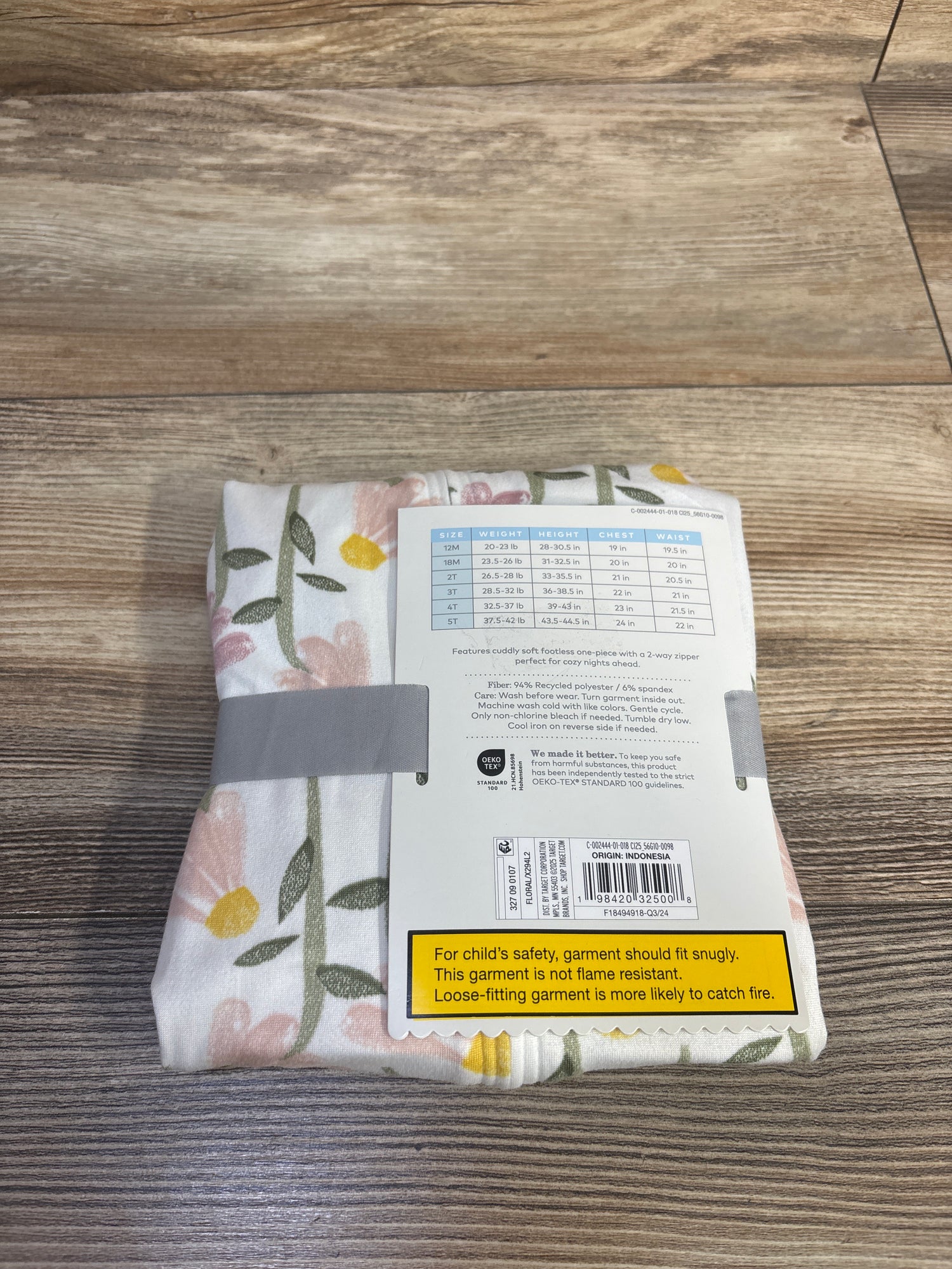 NEW Cloud Island Floral Footless Sleeper White sz 4T