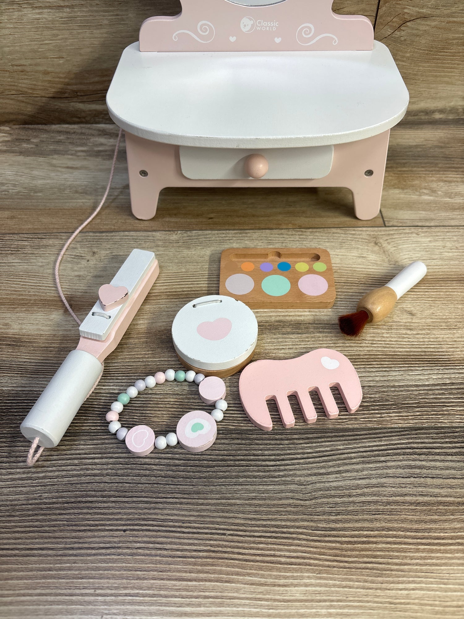 Classic World Pink Dresser Vanity with Accessories 6pc