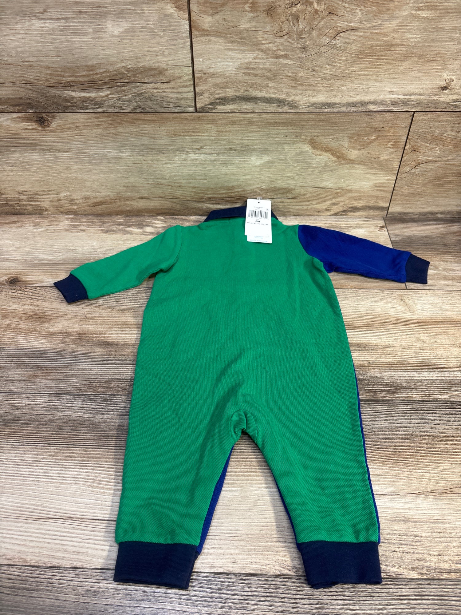 NEW Ralph Lauren Color Blocked Cotton Mesh Polo Coverall Green sz 6m