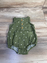 Cat & Jack Gauze Heart Print Bubble Romper Green sz 0-3m