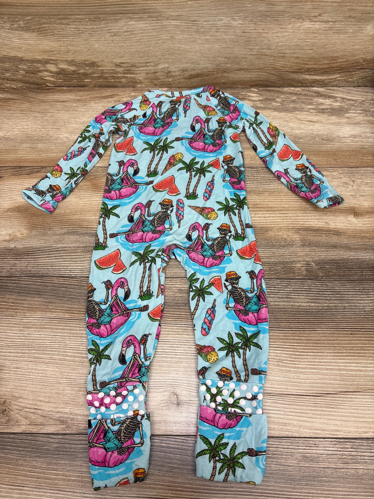 Bums & Roses 'Bone Chillin' Bamboo Convertible Footie Blue sz 6-9m