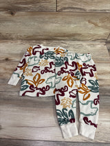 Carter's 2pc waffle knit pajama set in beige with colorful abstract leaf print, size 18m