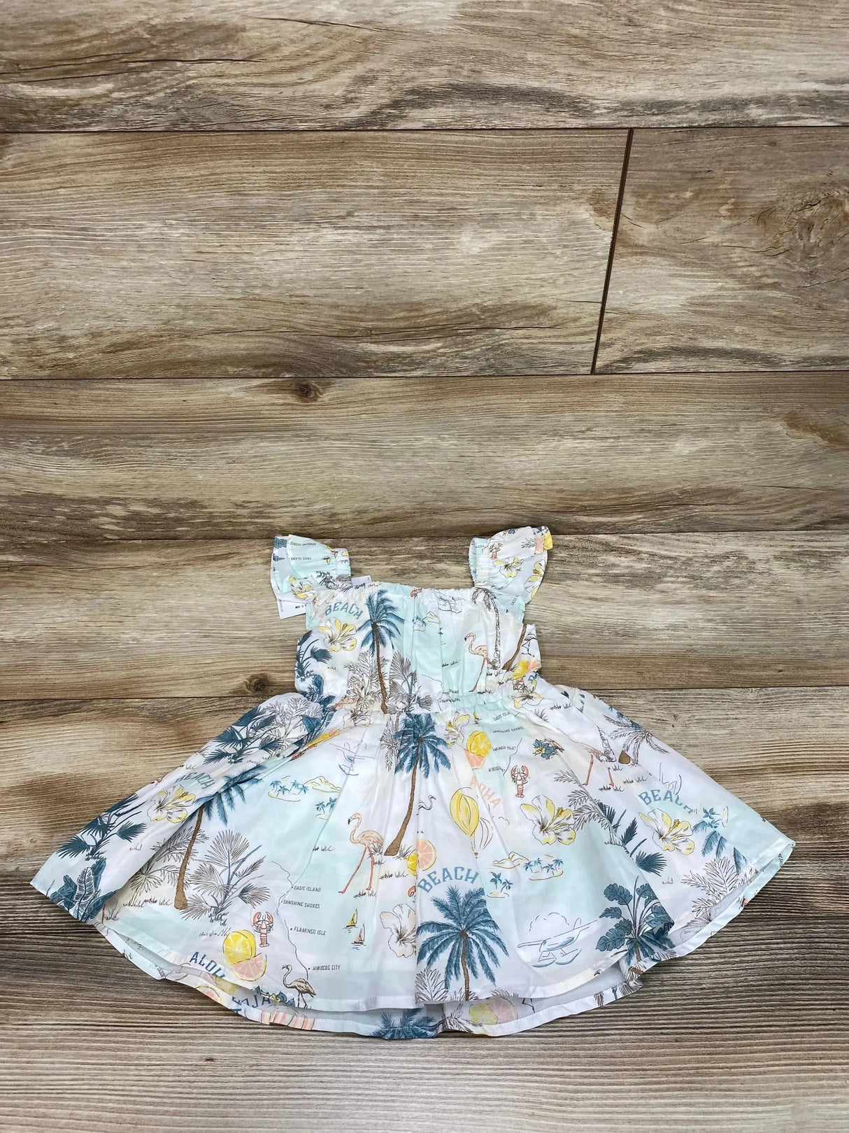 NEW Janie & Jack Tropical Island Flutter Sleeve Dress sz 6-12m