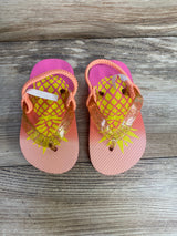 Children's Place Foil Pineapple Flip Flops sz 6/7c