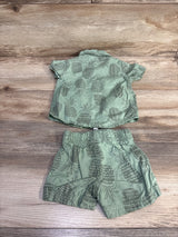 Child Of Mine 2pc Button Up & Shorts Set Green sz 0-3m