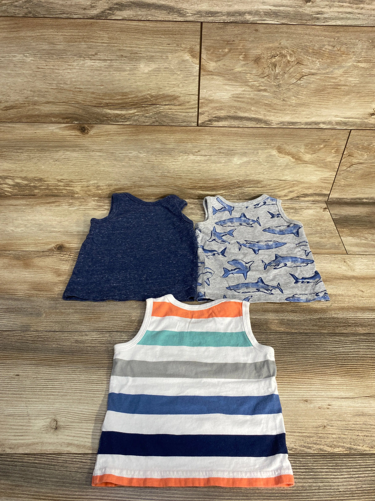 Simple Joys 3pk Shark Print Muscle Tanks Grey sz 12m