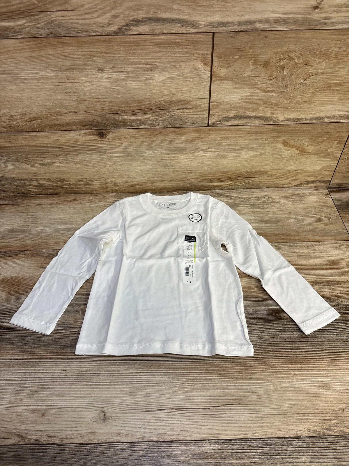 NEW Okie Dokie Solid White Pocket T-shirt sz 4T