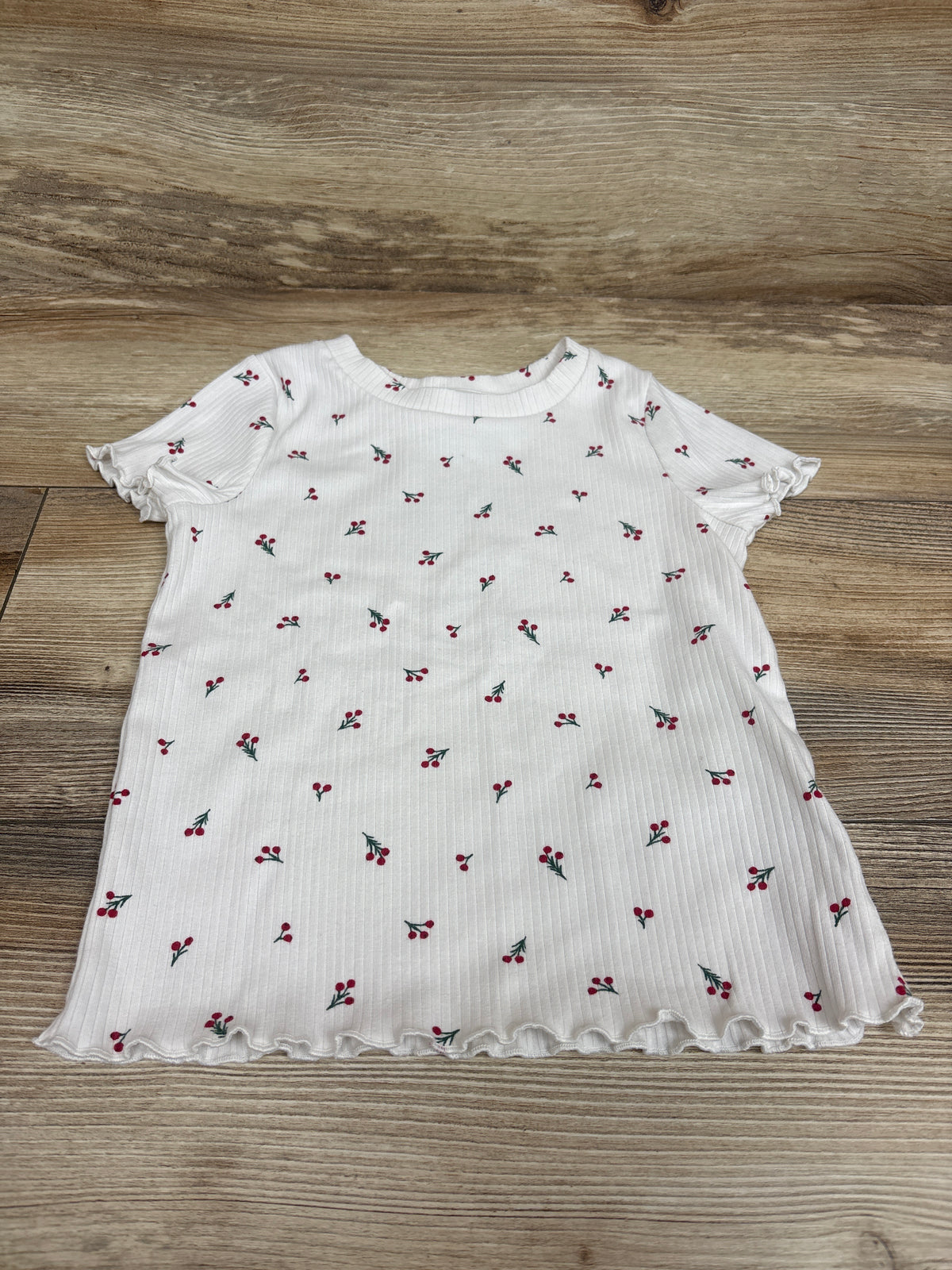 Cat & Jack Ribbed Cherry Shirt White sz 4T