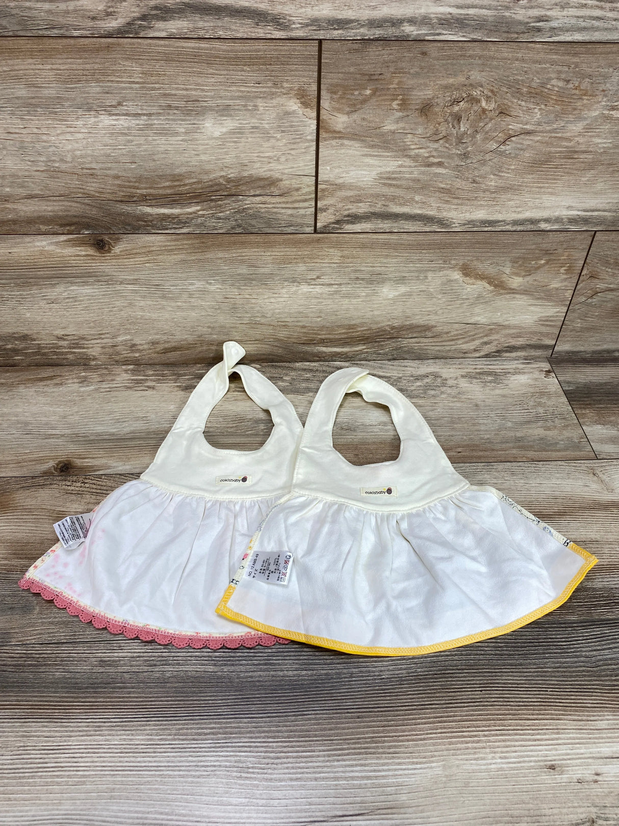 Baby Girl's Princess Type Waterproof Bibs with Adjustable Snaps,2 Pack Yellow 3-24m