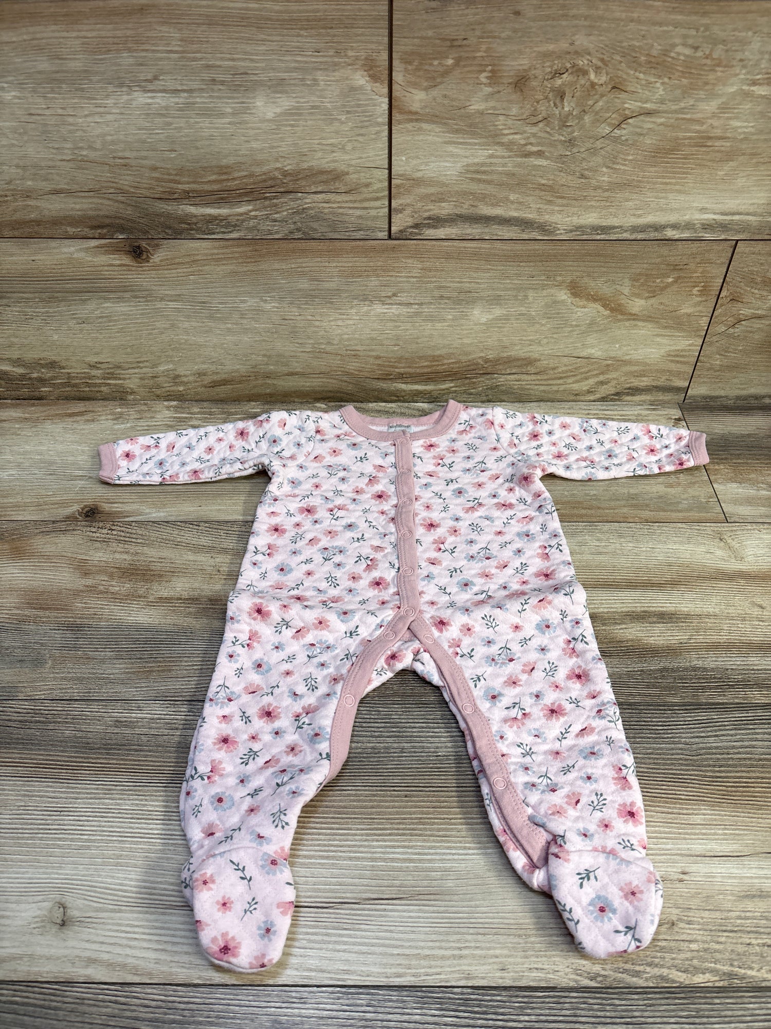 Little Beginnings Floral Quilted Sleeper Pink sz 6-9m