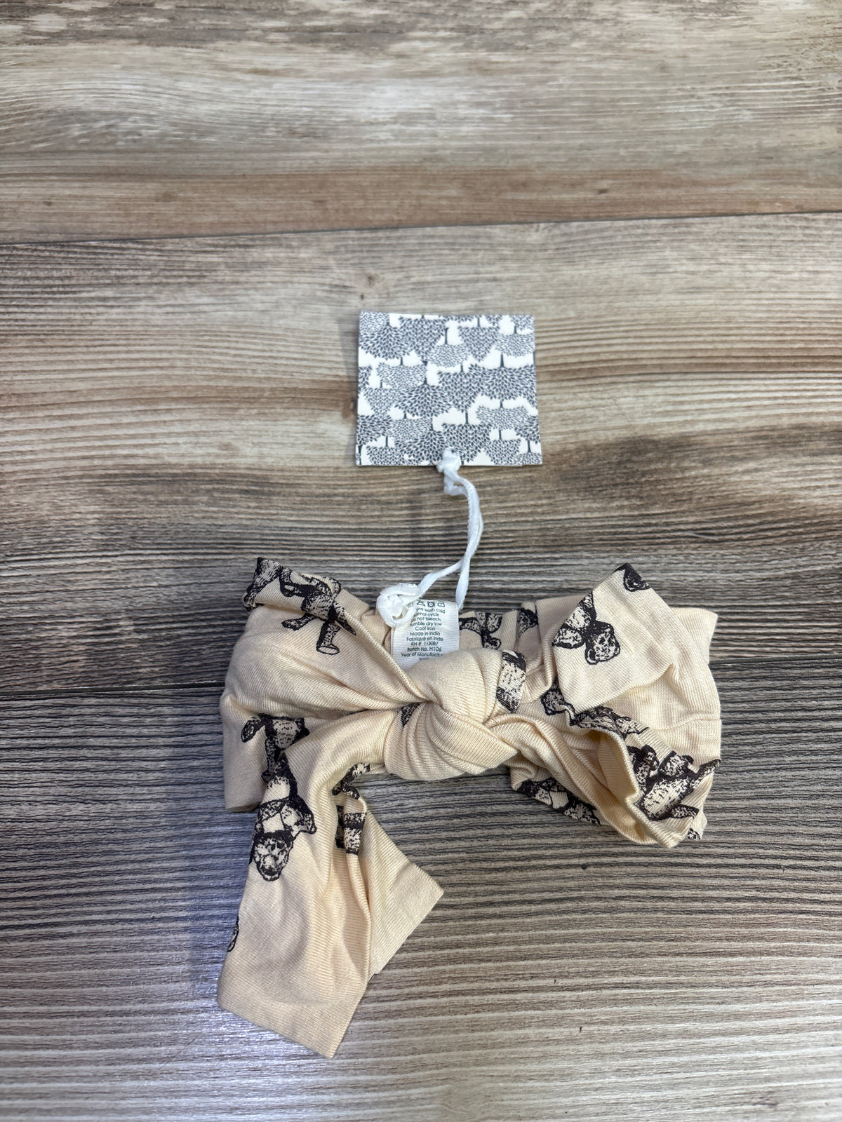NEW Kate Quinn Stretchy Bow Headband in Neutral Teddy Bear sz 0-6m