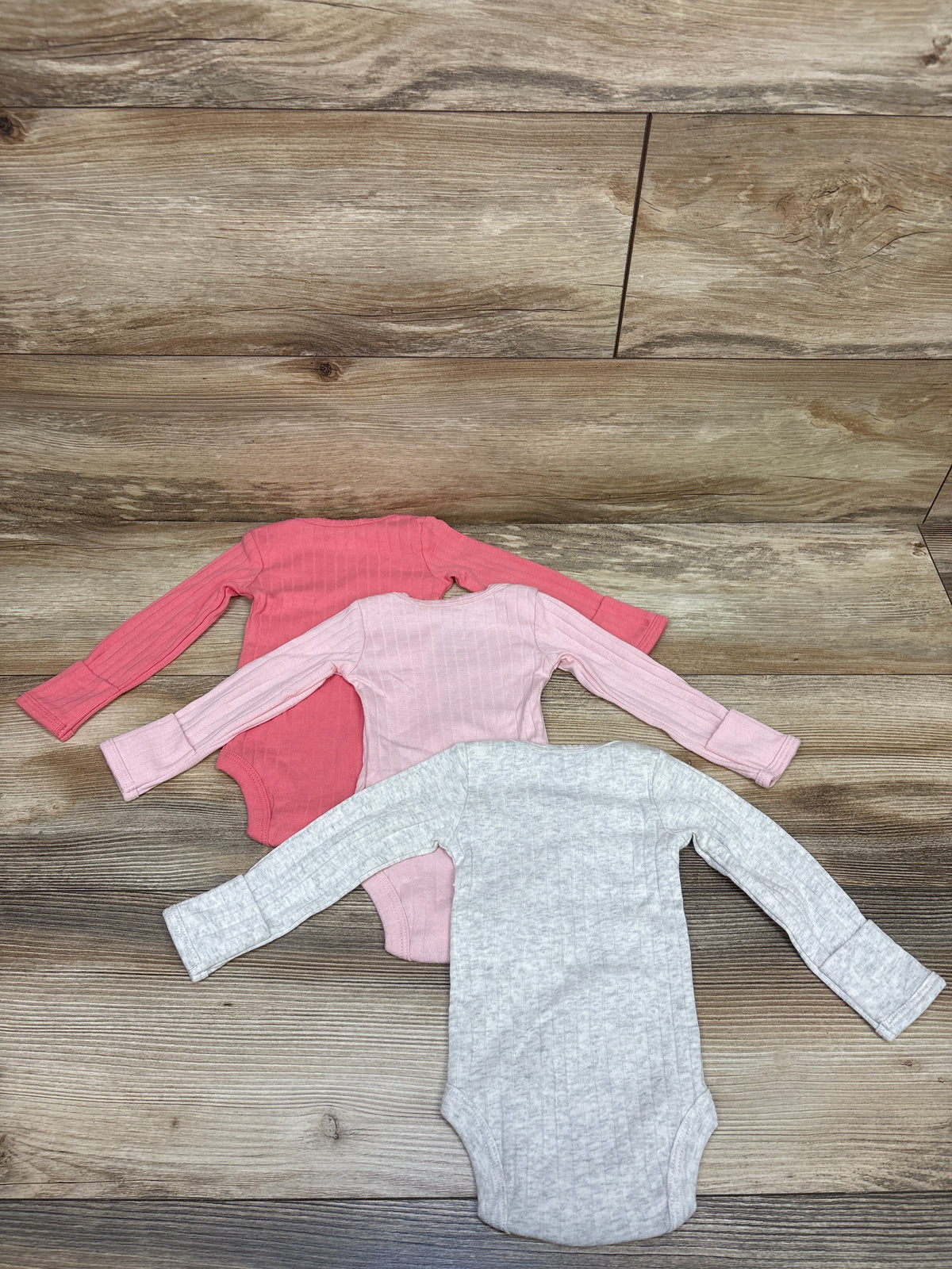 Child Of Mine 3pk Ribbed Long Sleeve Bodysuits Pink sz Newborn