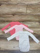 Child Of Mine 3pk Ribbed Long Sleeve Bodysuits Pink sz Newborn
