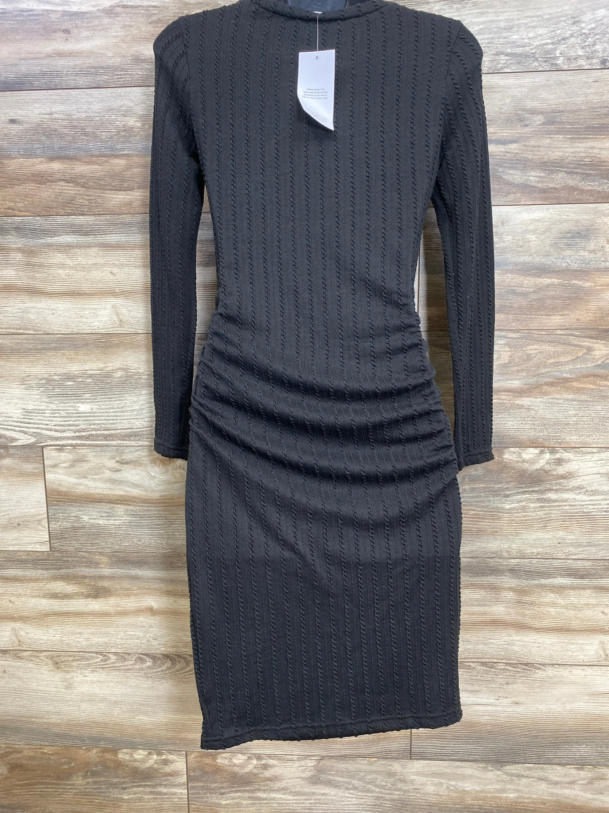 NEW Ruched Cable Knit Bodycon Dress Black sz Medium