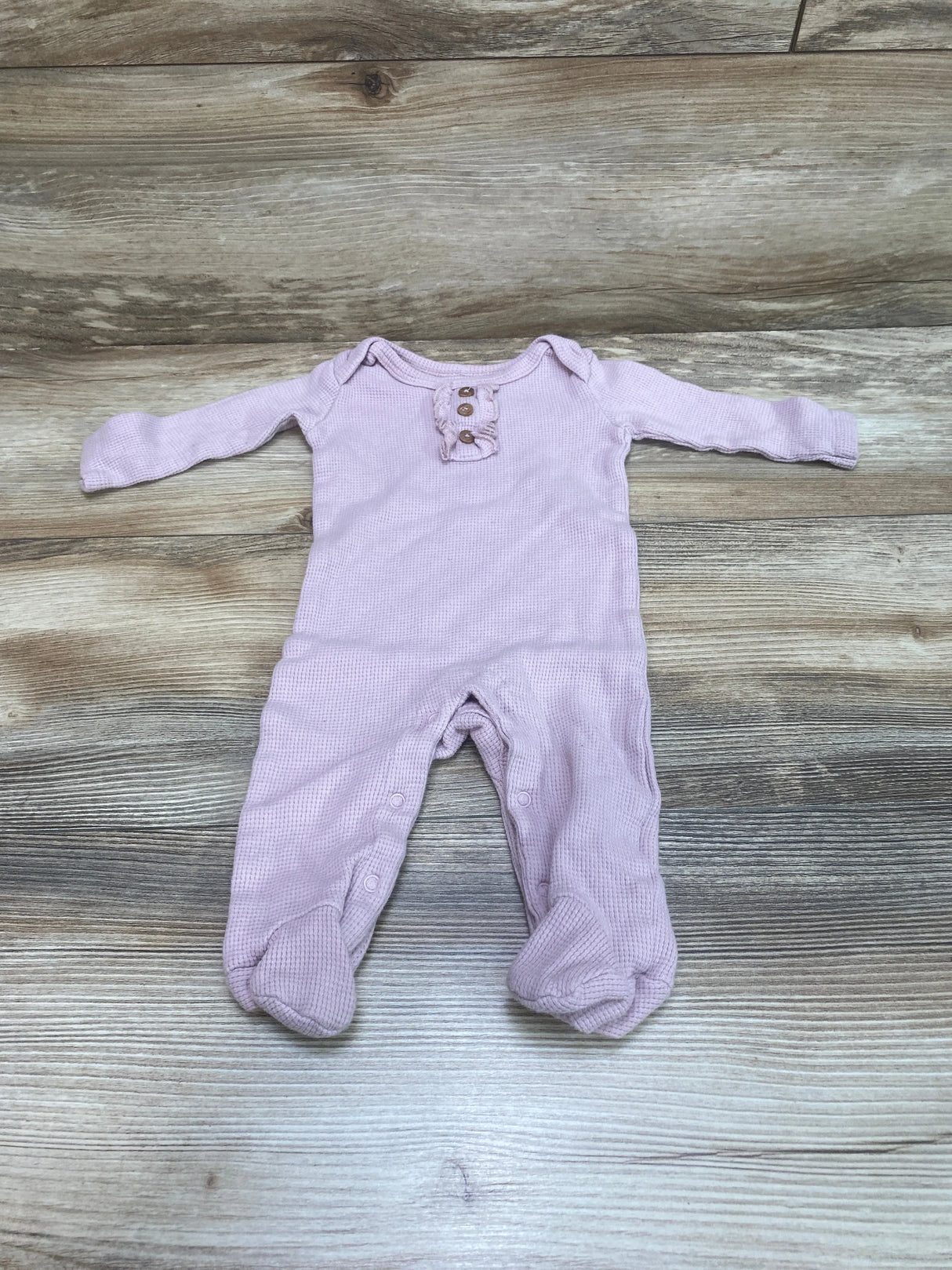 Rabbit Moon Organics Ruffle Thermal Footie Purple sz 3-6m