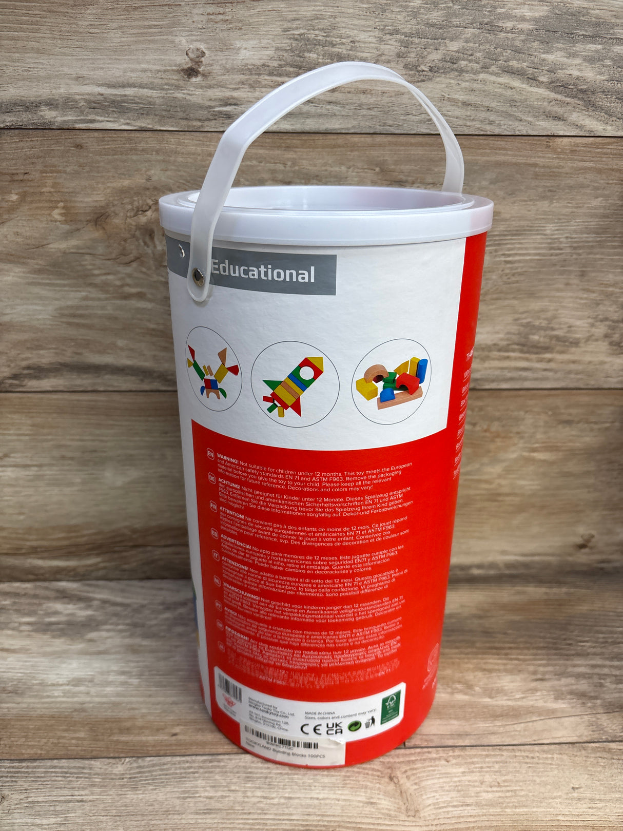 Tooky Toy Colorful Wooden Building Blocks 100pc+