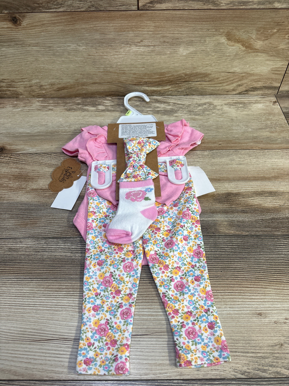 NEW Baby Essentials 4pc Floral Layette Set Pink sz 3m