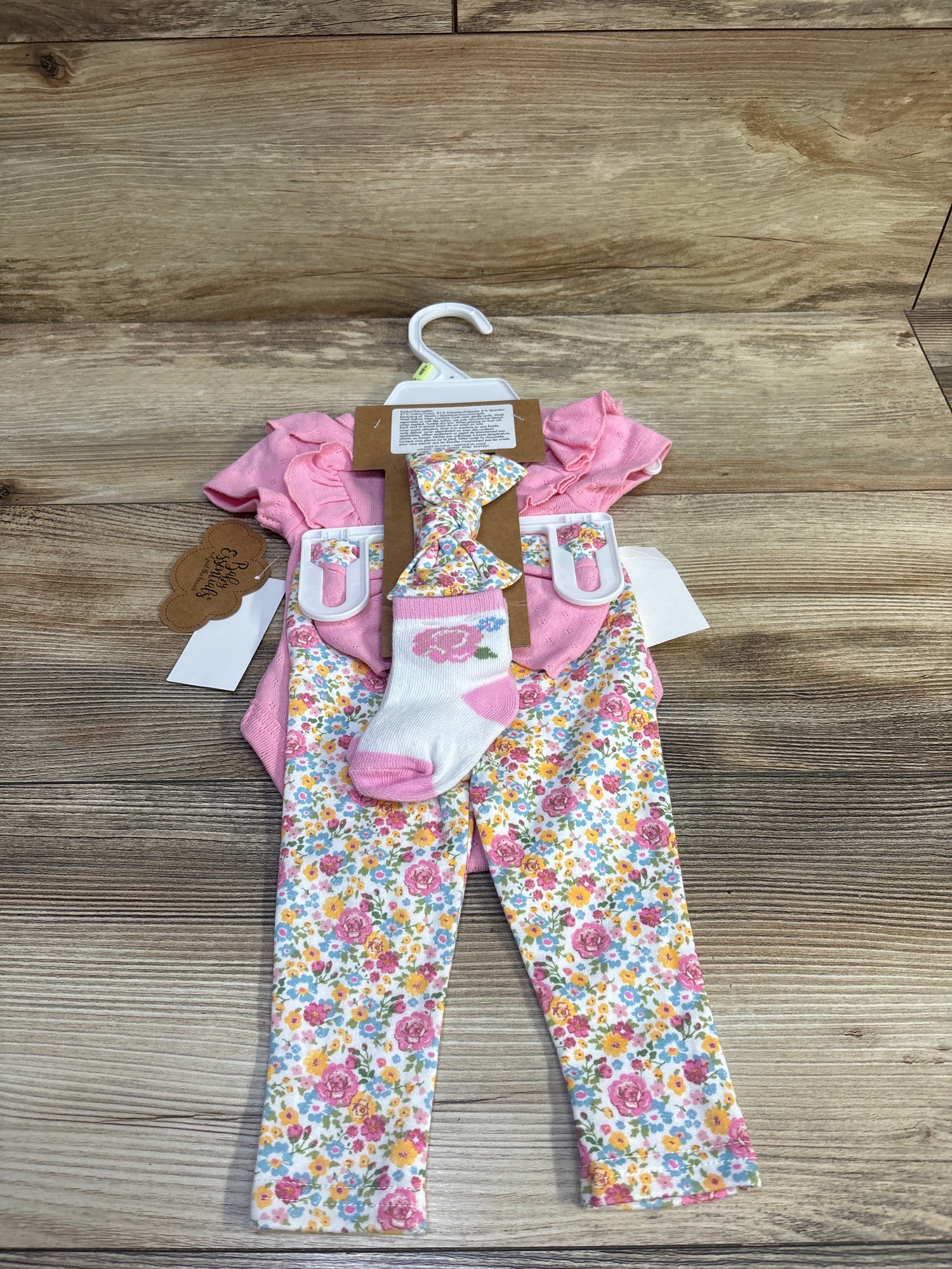 NEW Baby Essentials 4pc Floral Layette Set Pink sz 3m