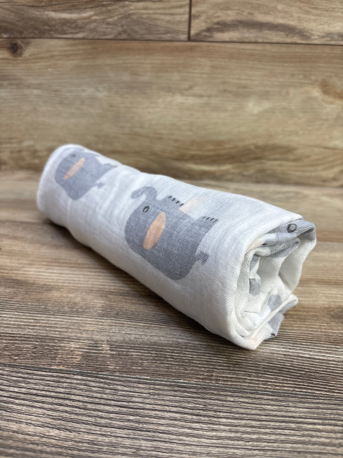 Elephant Print Muslin Swaddle Blanket White