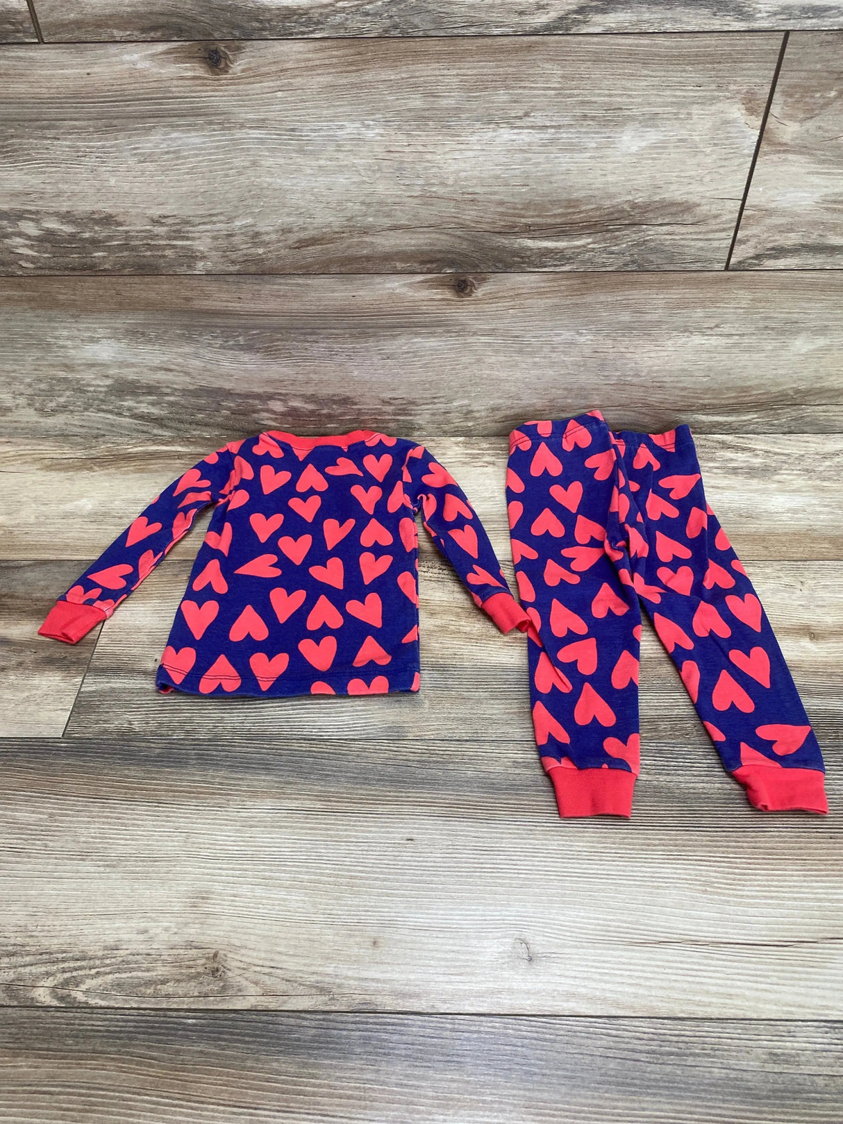 Amazon Essentials 2pc Heart Print Pajama Set Blue sz 18m