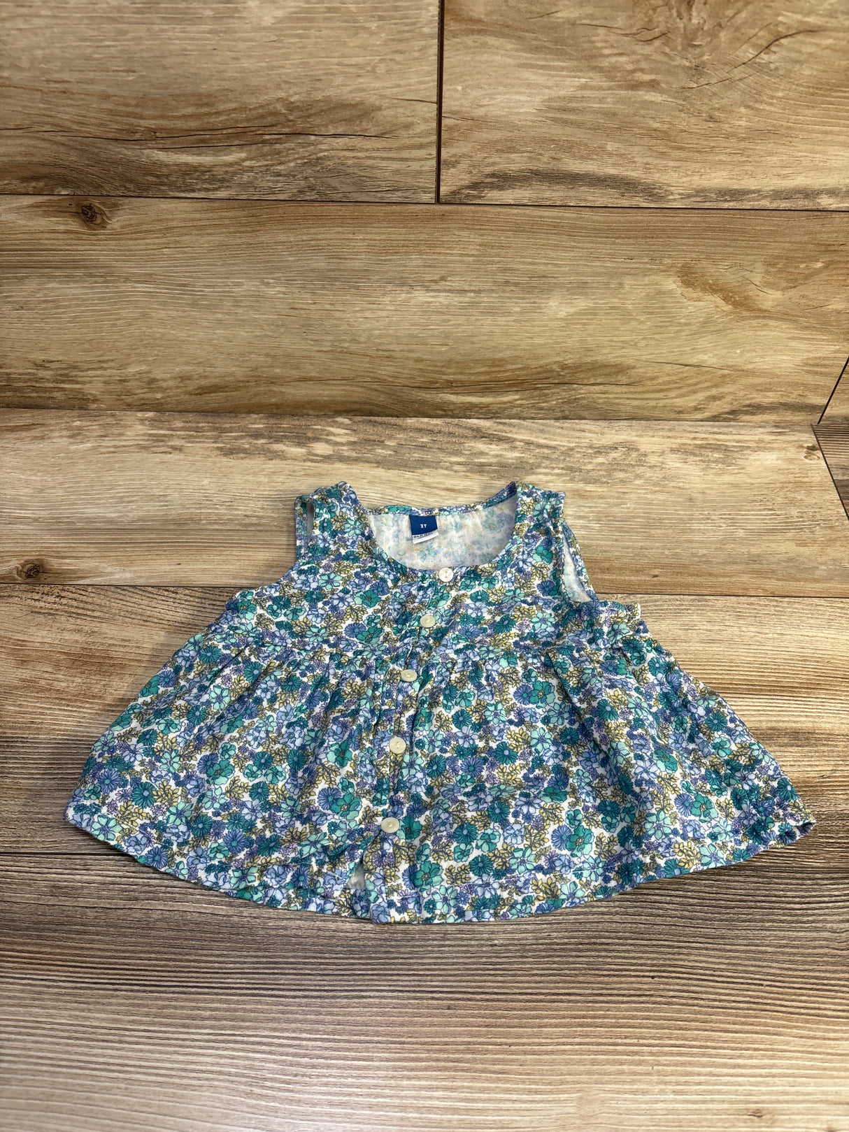 Old Navy Sleeveless Button Front Peplum Tank Top Blue sz 3T