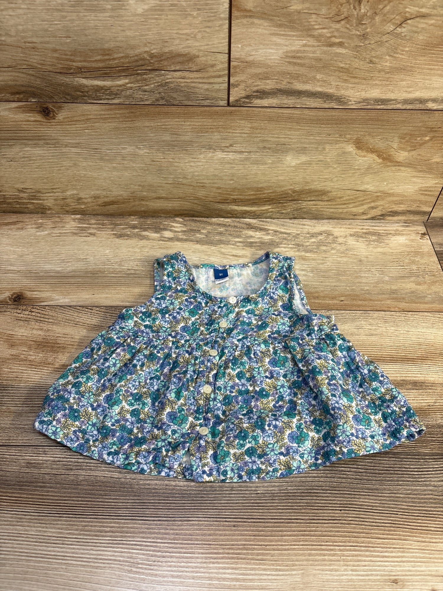 Old Navy Sleeveless Button Front Peplum Tank Top Blue sz 3T