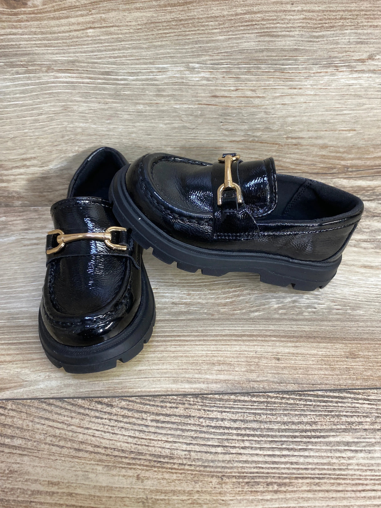 Zara Link Penny Patent Loafers Black Sz 7.5c