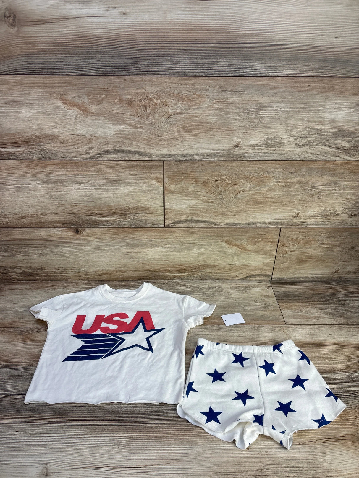 NEW 2pc USA Shirt & Shorts Set White sz 3T