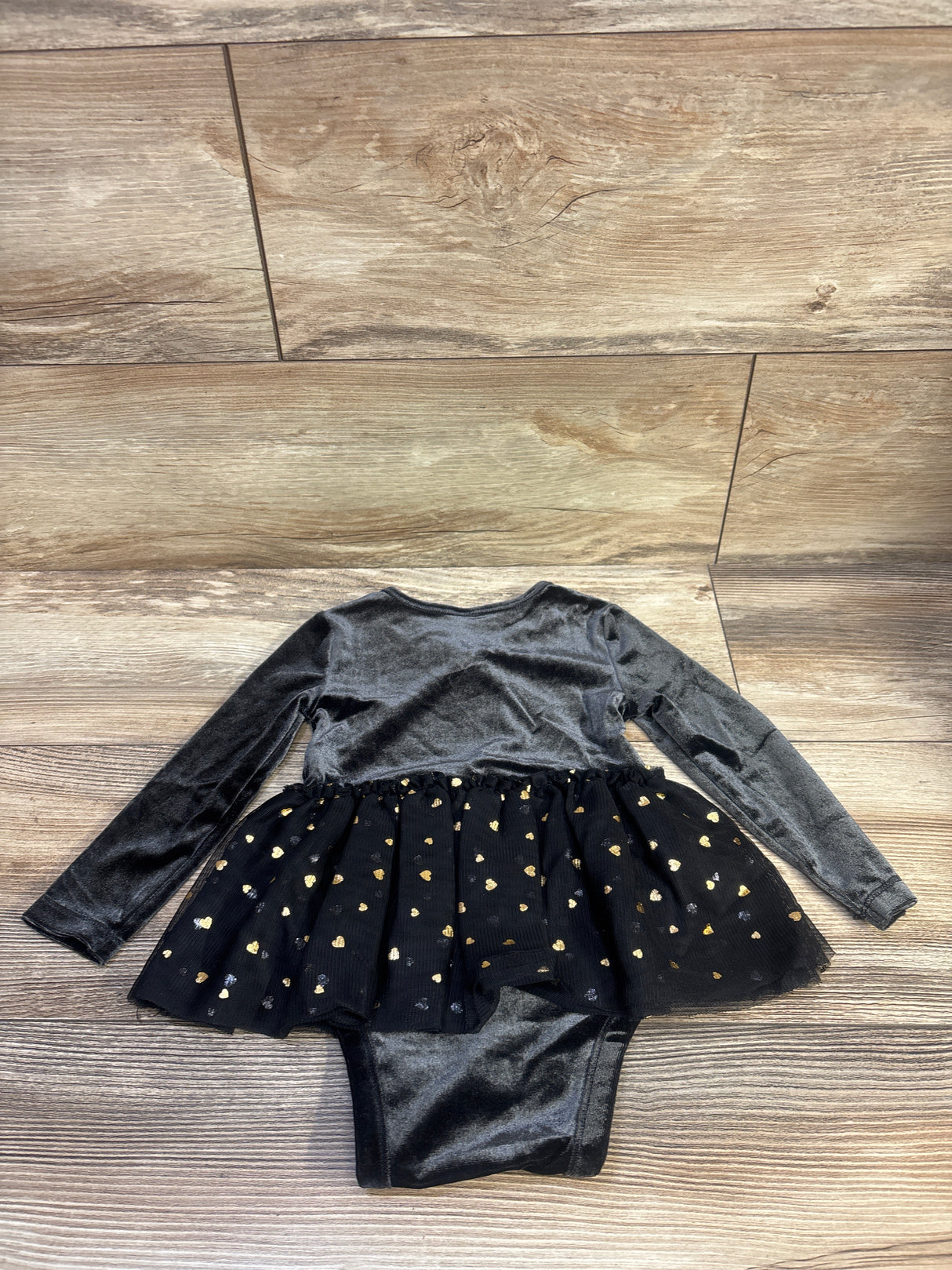 Old Navy Long-Sleeve Wrap-Front Velvet Bodysuit Tutu Dress Black sz 12-18m