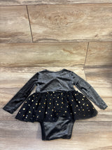 Old Navy Long-Sleeve Wrap-Front Velvet Bodysuit Tutu Dress Black sz 12-18m