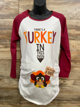 Maternity There Is A Turkey In The Oven Shirt Burgundy sz Medium
