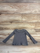 Easy Peasy Long Sleeve Rib Ruffle Collared Shirt Grey sz 4T
