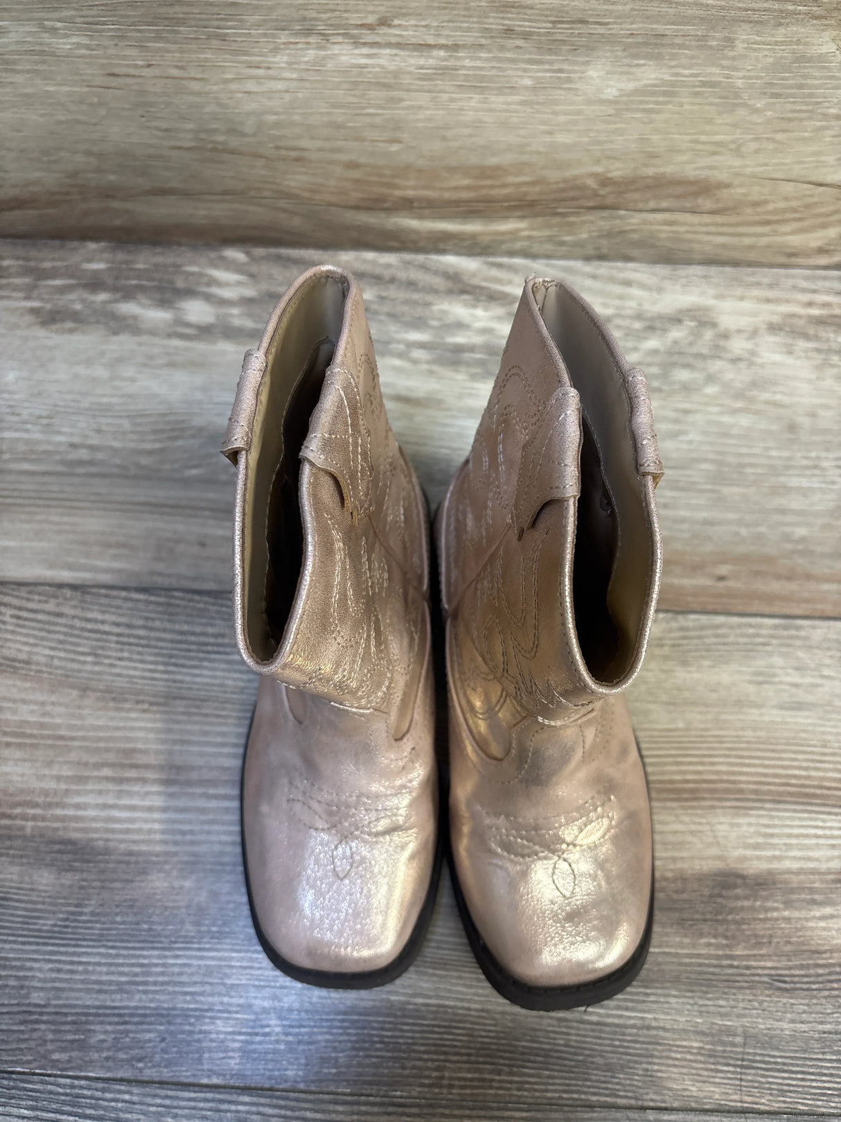 Wonder Nation Metallic Western Cowgirl Boots Gold sz 12c