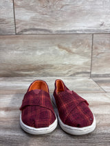 Toms Tiny Alpargata Shoes Plaid Red sz 6c