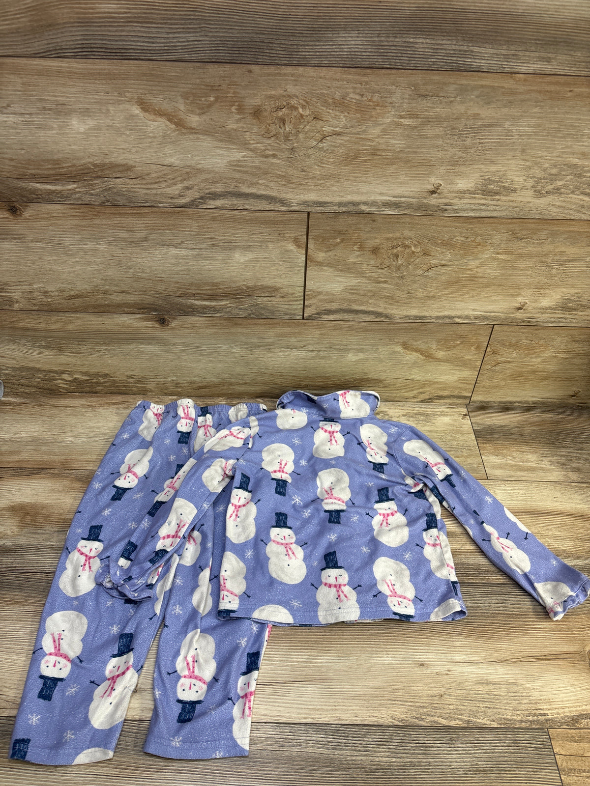 Just One You 2pc Coat Style Snowman Pajama Set Purple sz 5T