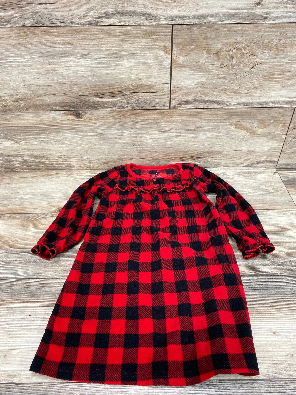 Cat & Jack LS Buffalo Plaid Nightgown Red sz 3T