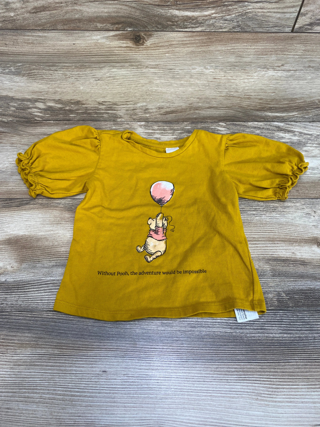 Disney Store Winnie the Pooh Gold Puff Sleeve Top sz 4T