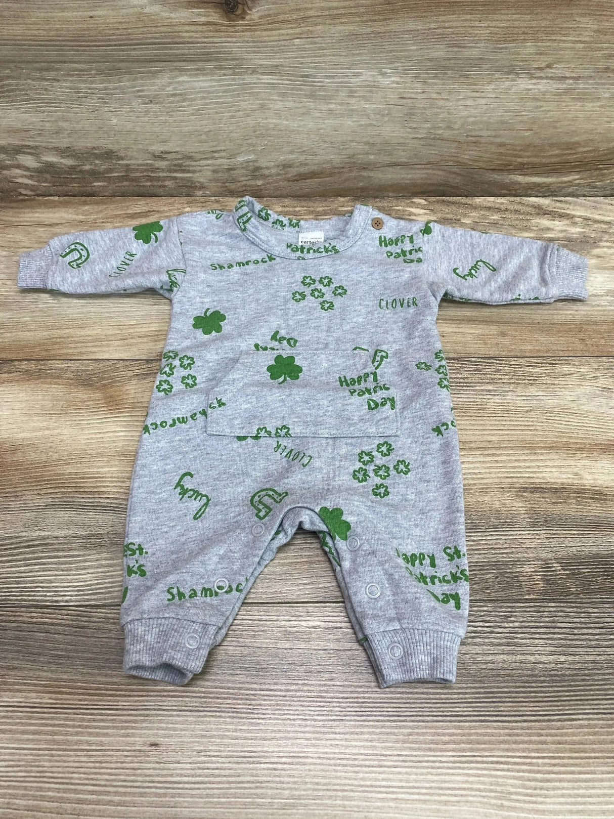 Carter's Shamrock Coverall Grey sz Newborn