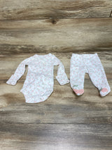 Just One You 2pc Cherry Print Kimono Bodysuit & Pants White sz Preemie