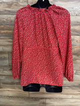Isabel Maternity Tie Waist Long Sleeve Top Red sz Large