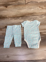 The Peanutshell 2pc Floral Bodysuit & Pants Mint sz 0-3m