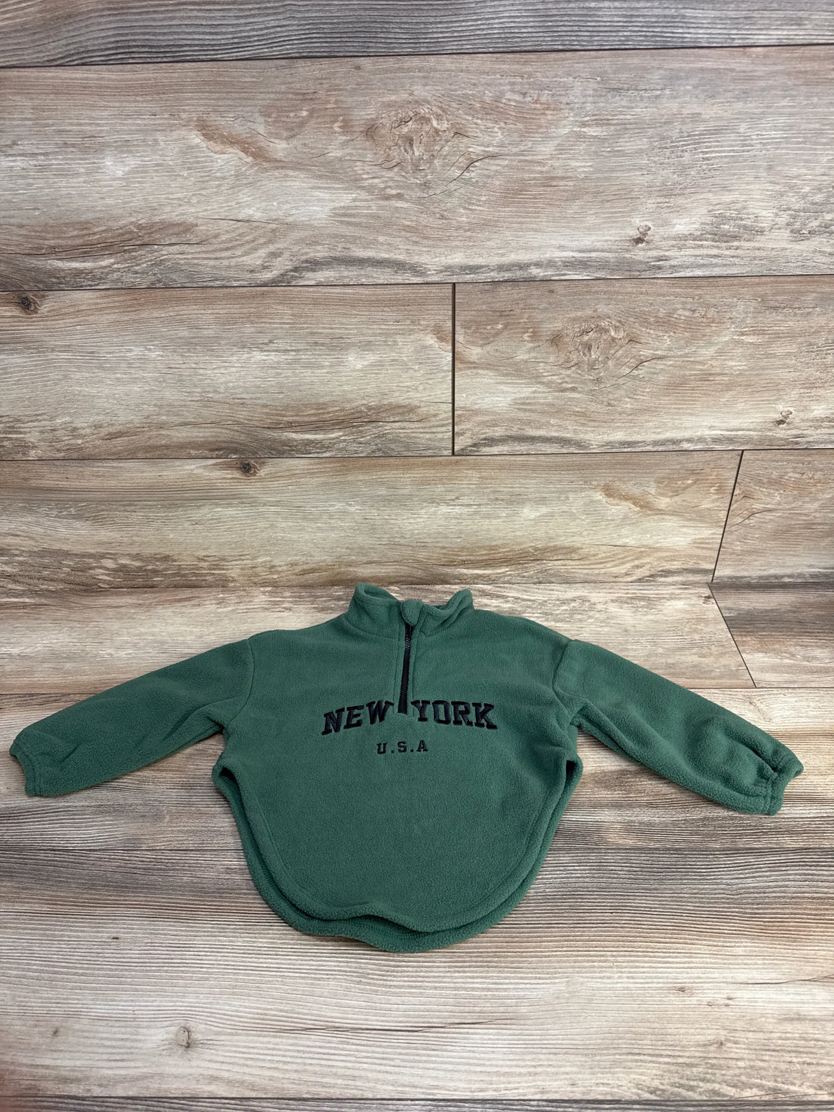 Shein New York 1/4 Zip Fleece Pull Over Green sz 18-24m