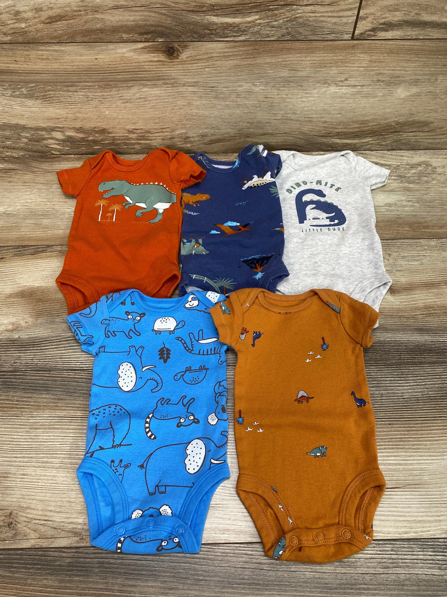 Carter's Orange 5Pk Dino Bodysuits sz Newborn - Me 'n Mommy To Be