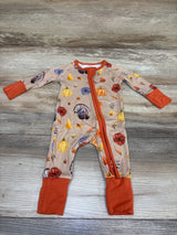 Little Crowns & Capes Bamboo Turkey Pumpkin Print Convertible Sleeper Beige sz Newborn