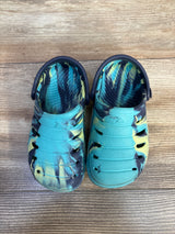 Rugged Shark Swirl Pattern Clogs Blue sz 7c