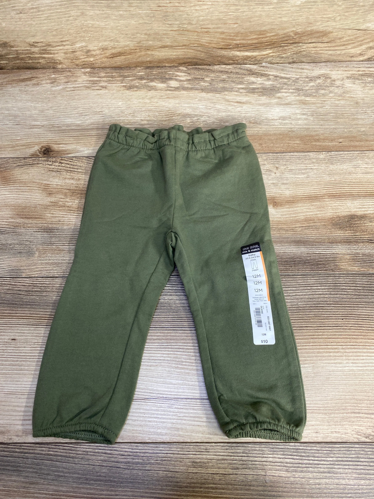 NEW Okie Dokie Pull On Joggers Olive sz 12m