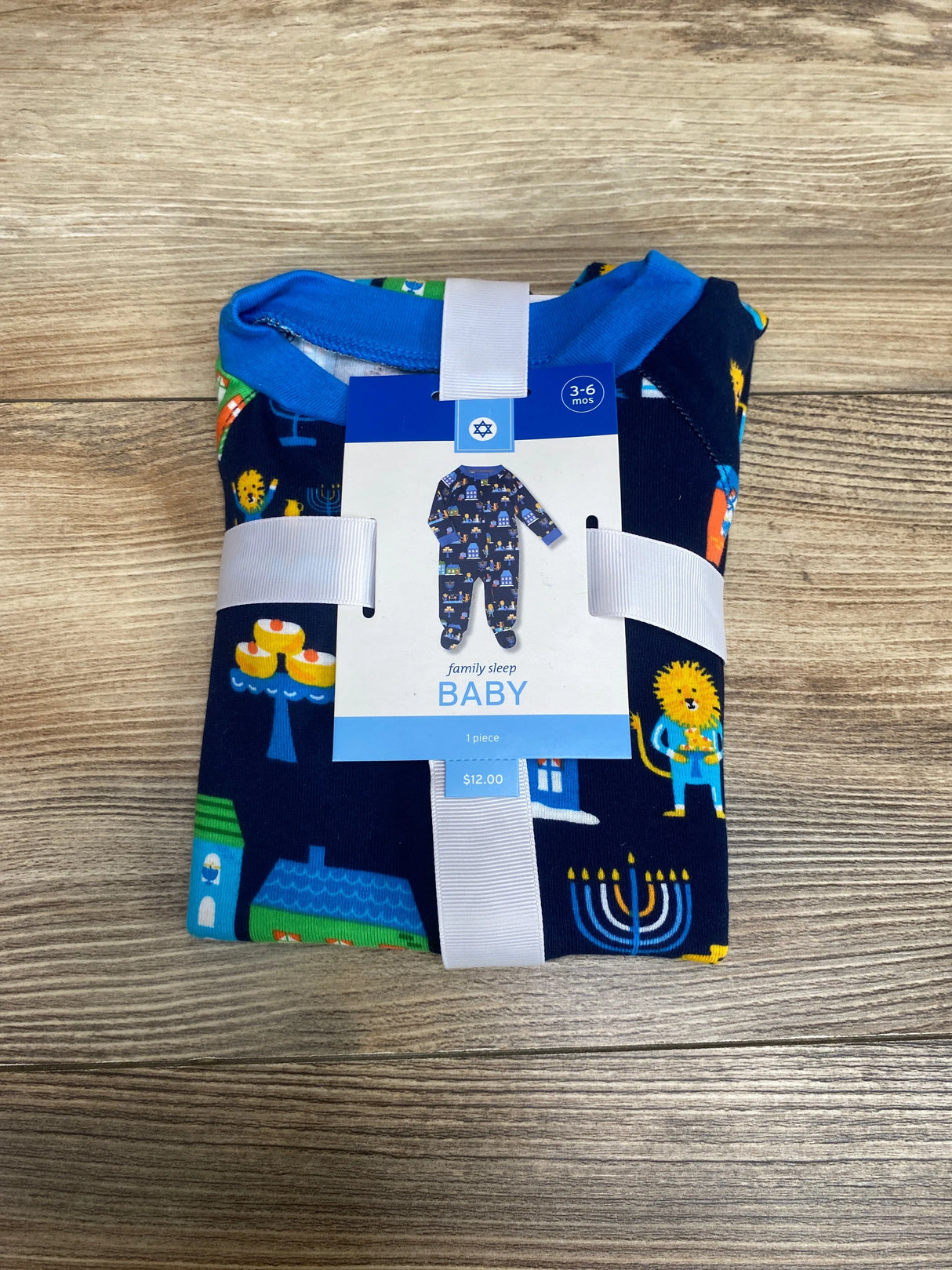 NEW Wondershop Hanukkah Sleeper Lions Navy sz 3-6m